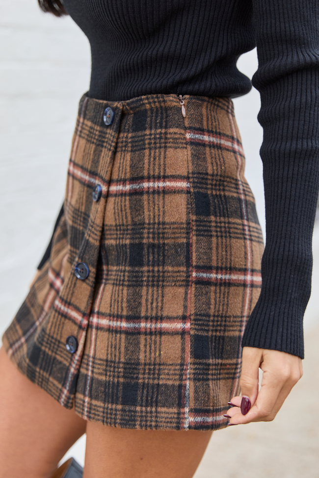 Remy Brown Plaid Skort FINAL SALE