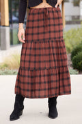 Rena Rust Plaid Midi Skirt FINAL SALE