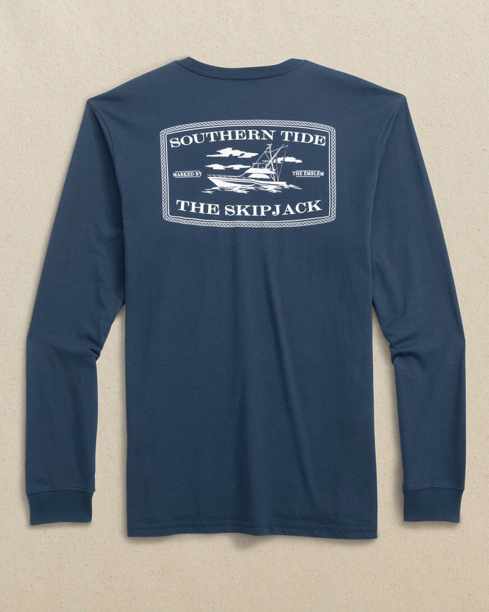 The back view of the Southern Tide Retro Original Skipjack Long Sleeve T-Shirt by Southern Tide - Navy
