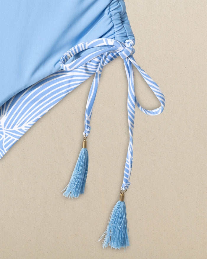 The detail view of the Southern Tide Reversible Bandeau One-Piece Swimsuit by Southern Tide - Ocean Channel