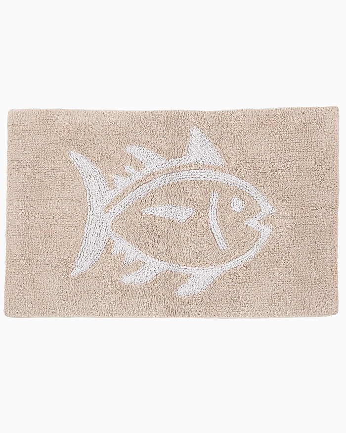 The front view of the Southern Tide Reversible Skipjack Bath Rug by Southern Tide - Sand