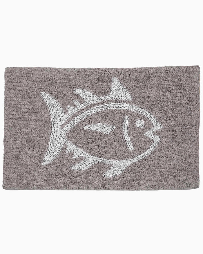The front view of the Southern Tide Reversible Skipjack Bath Rug by Southern Tide - Gray