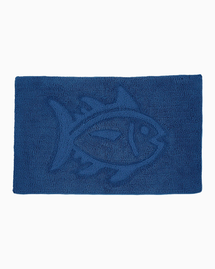 The front view of the Reversible Skipjack Tonal Bath Rug by Southern Tide - Cobalt Blue