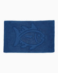 The front view of the Reversible Skipjack Tonal Bath Rug by Southern Tide - Cobalt Blue