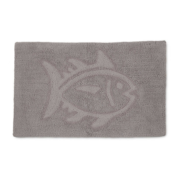 The front view of the Reversible Skipjack Tonal Bath Rug by Southern Tide - Harpoon Grey