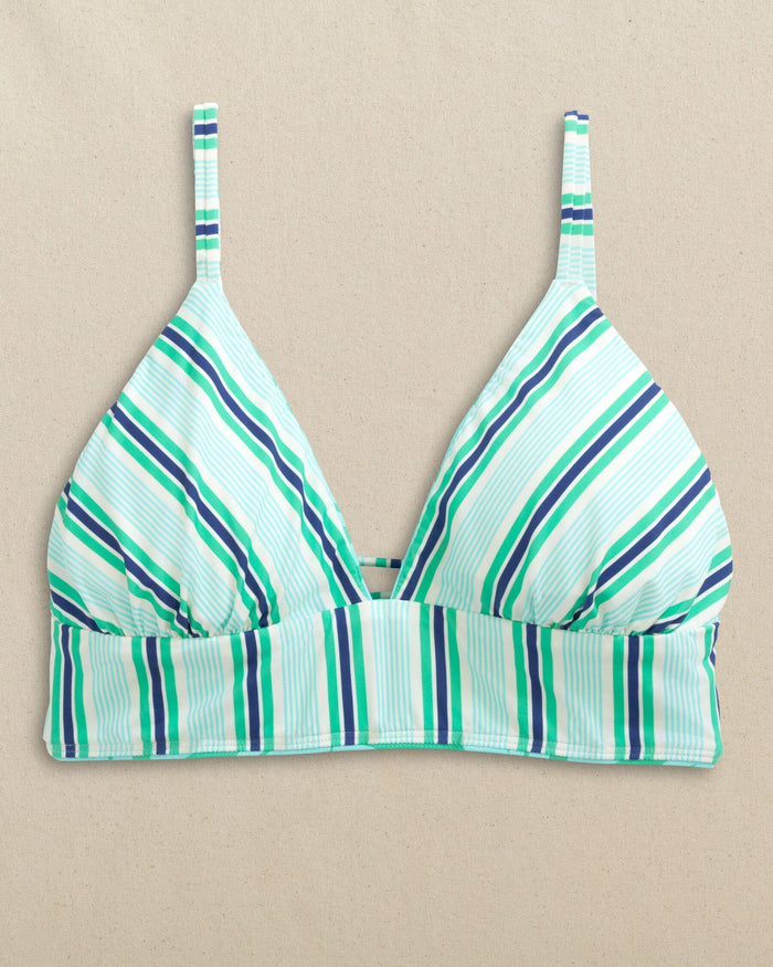 The front view of the Southern Tide Reversible Tropical Stripe Banded Bikini Top by Southern Tide - Florida Keys