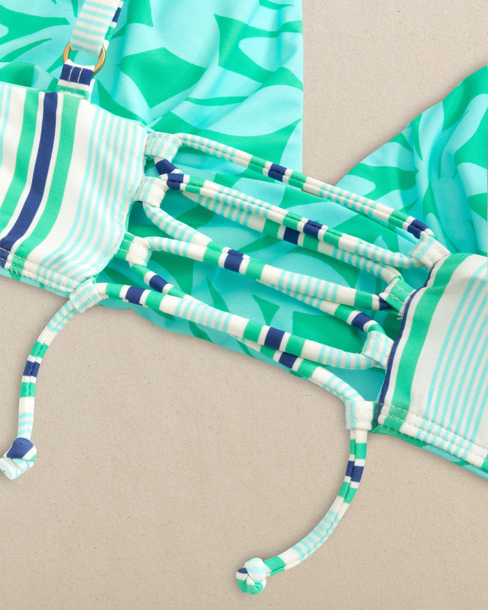 The detail view of the Southern Tide Reversible Tropical Stripe Banded Bikini Top by Southern Tide - Florida Keys