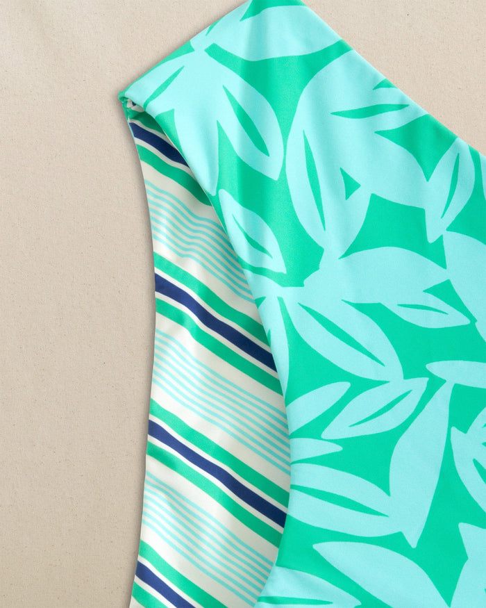 The detail reverse view of the Southern Tide Reversible Tropical Stripe Hipster Bikini Bottom by Southern Tide - Florida Keys