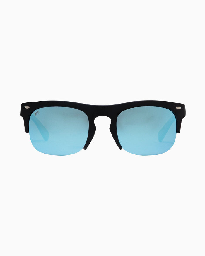 The front of the Men's Rheos Sullivans Sunglasses by Southern Tide - Gunmetal Marine