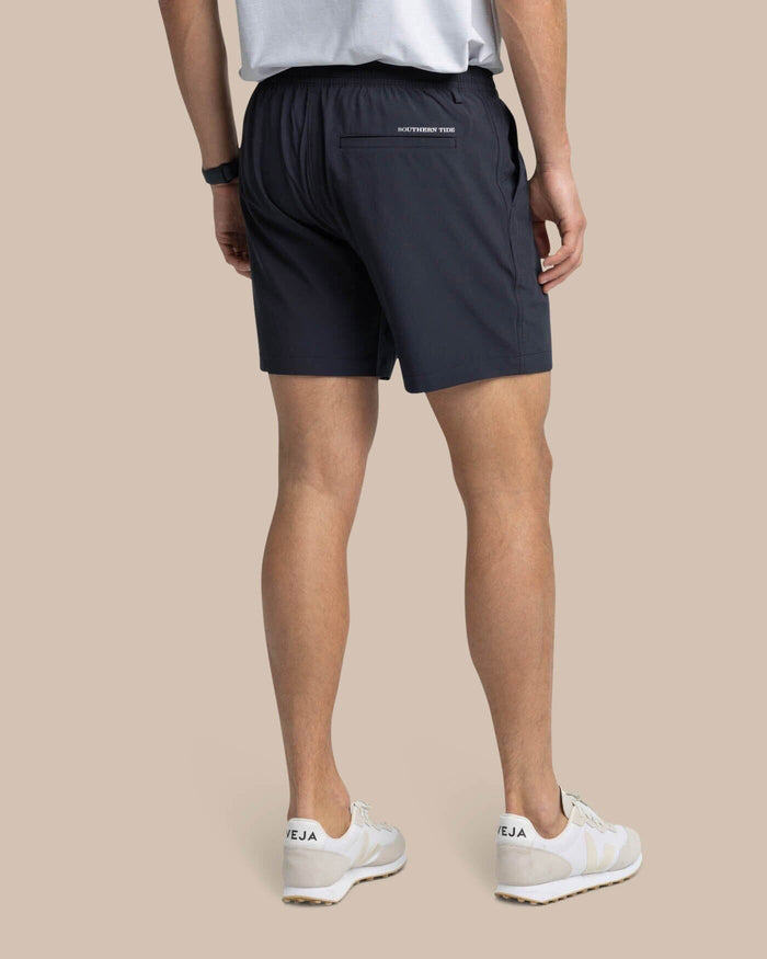 The back view of the Southern Tide Rip Channel 6 Inch Performance Short by Southern Tide - Caviar Black