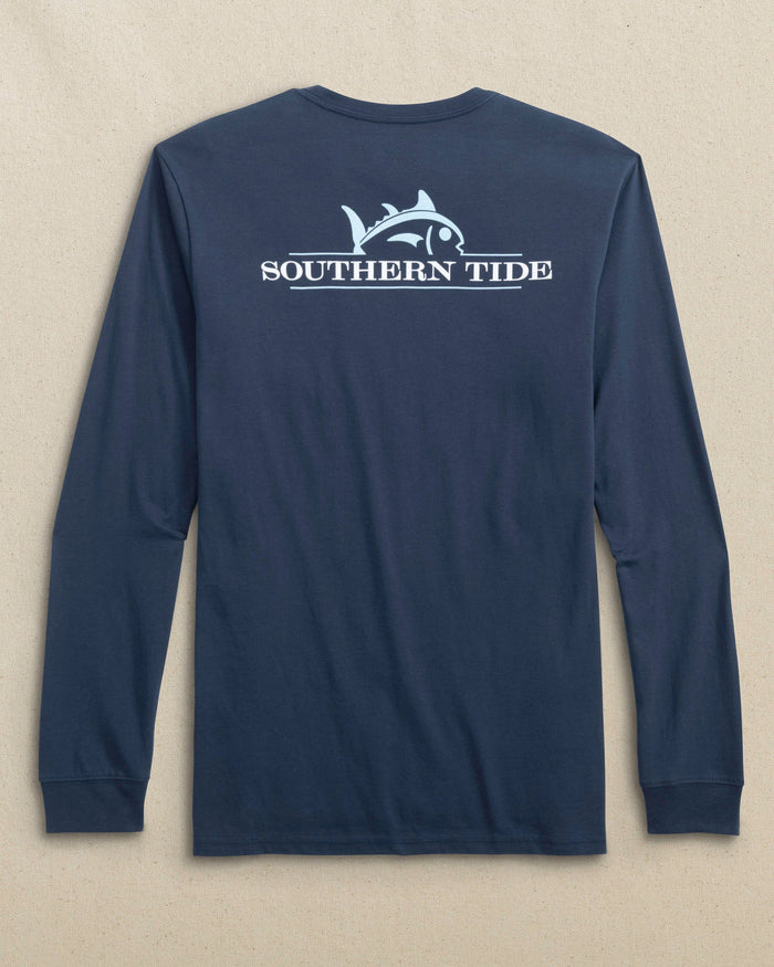 The back view of the Southern Tide Rising Skipjack Long Sleeve T-Shirt by Southern Tide - Navy
