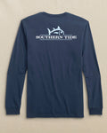 The back view of the Southern Tide Rising Skipjack Long Sleeve T-Shirt by Southern Tide - Navy