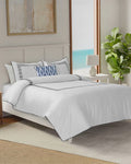 The side view of the Southern Tide Sag Harbor Comforter Set by Southern Tide - White