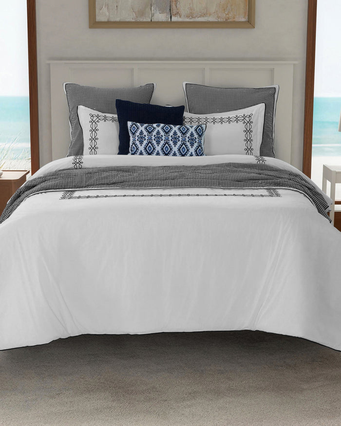 The front view of the Southern Tide Sag Harbor Comforter Set by Southern Tide - White