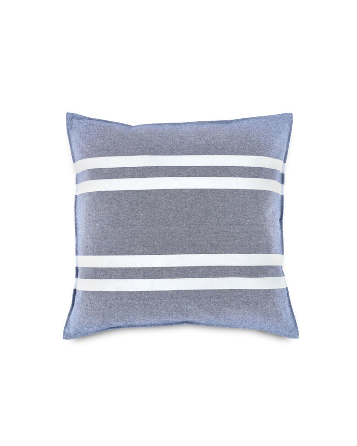 The front view of the Southern Tide Sailor Stripe Square Decorative Pillow by Southern Tide - Navy