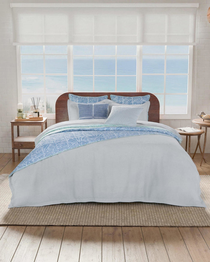 The front view of the Southern Tide Saltwater Comforter Set by Southern Tide - Grey