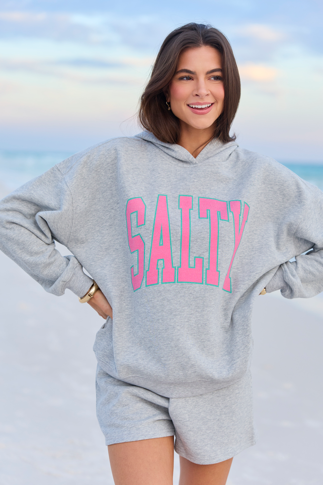 Salty Block Light Grey Graphic Hoodie