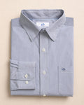 The front view of the Southern Tide Sampson Stripe Charleston Sport Shirt by Southern Tide - Nautical Blue