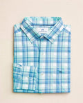 The front view of the Southern Tide Sandbar Coastal Breeze® Sport Shirt by Southern Tide - Shore Blue
