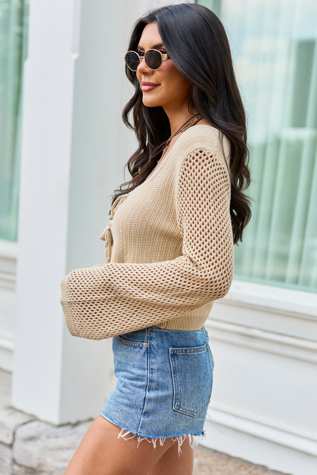 Sandra Tan Cropped Shrug Cardigan