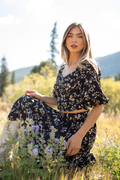 Sasha Black Floral Puff Sleeve Smocked Blouse FINAL SALE