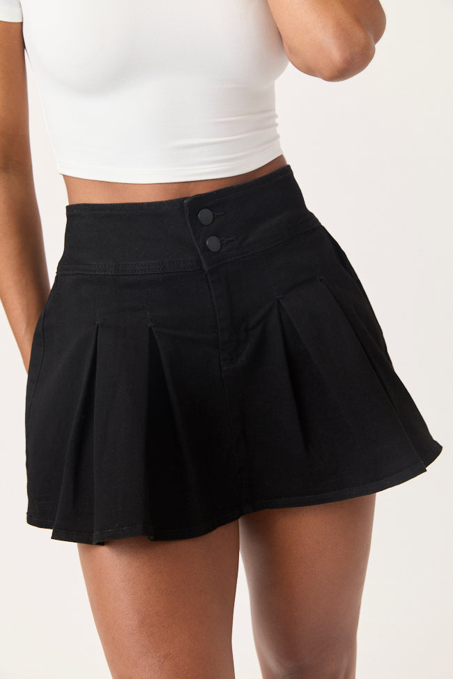 Scottie Black Denim Pleated Skort FINAL SALE
