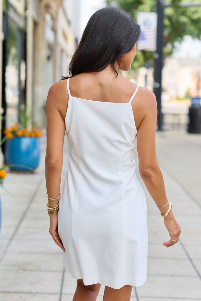 Sea Breeze White Button Down Mini Dress