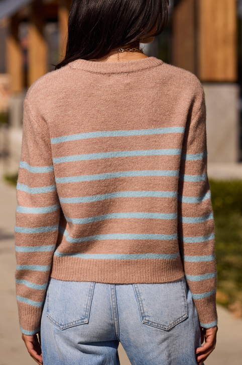 Serenity Striped Brown and Blue Pullover Sweater