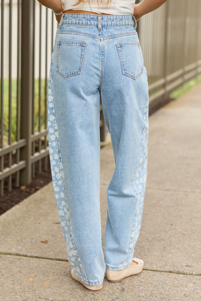 Sevyn Floral Barrel Print Jeans Light Wash