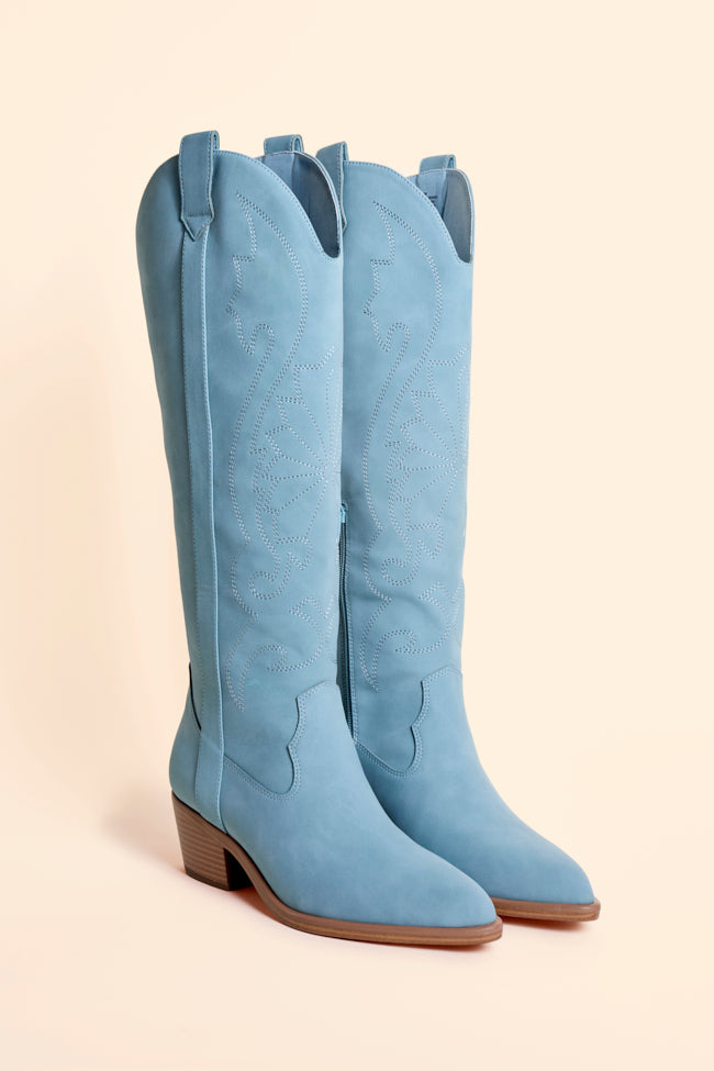 Shania Blue Tall Cowboy Boots