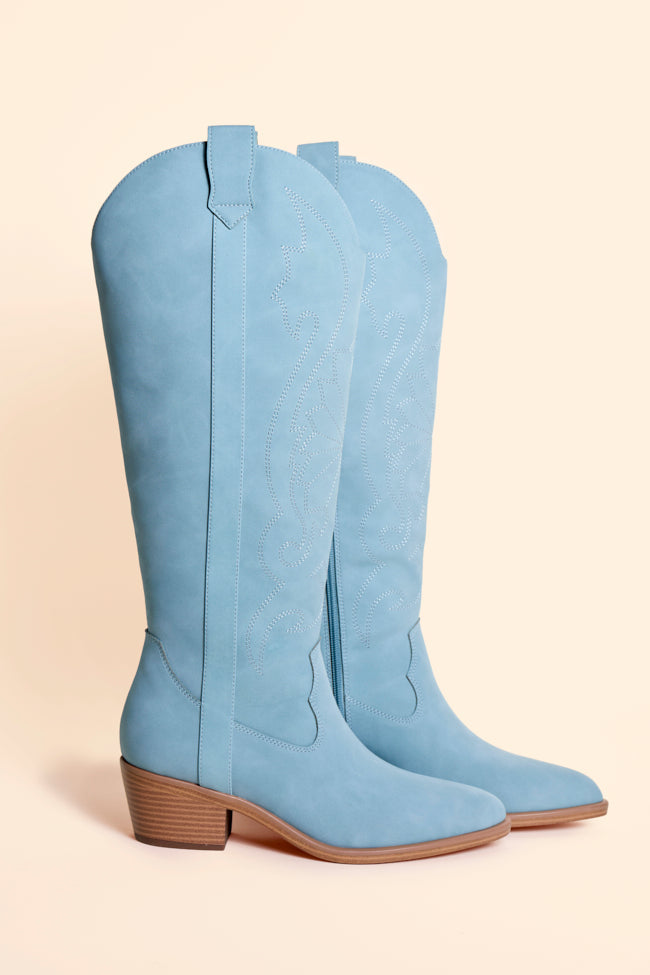Shania Blue Tall Cowboy Boots