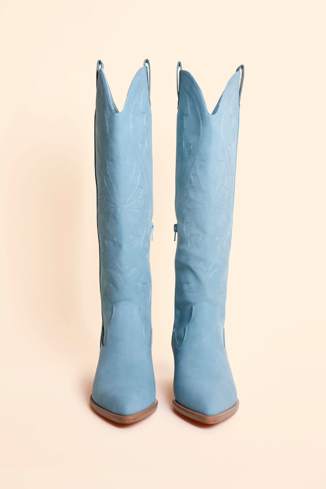 Shania Blue Tall Cowboy Boots