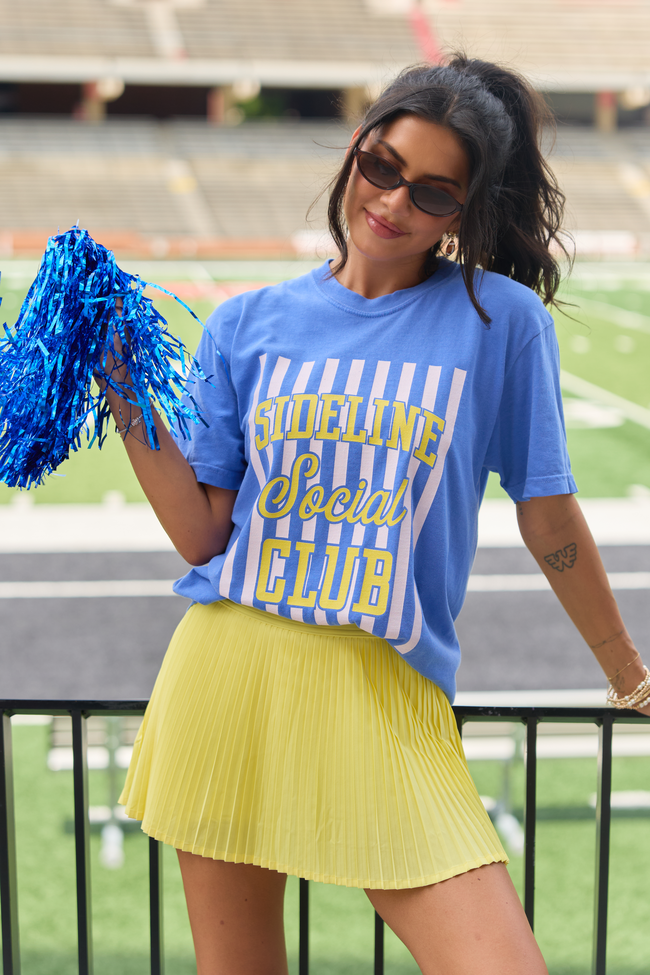 Sideline Social Club Striped Blue Graphic Tee
