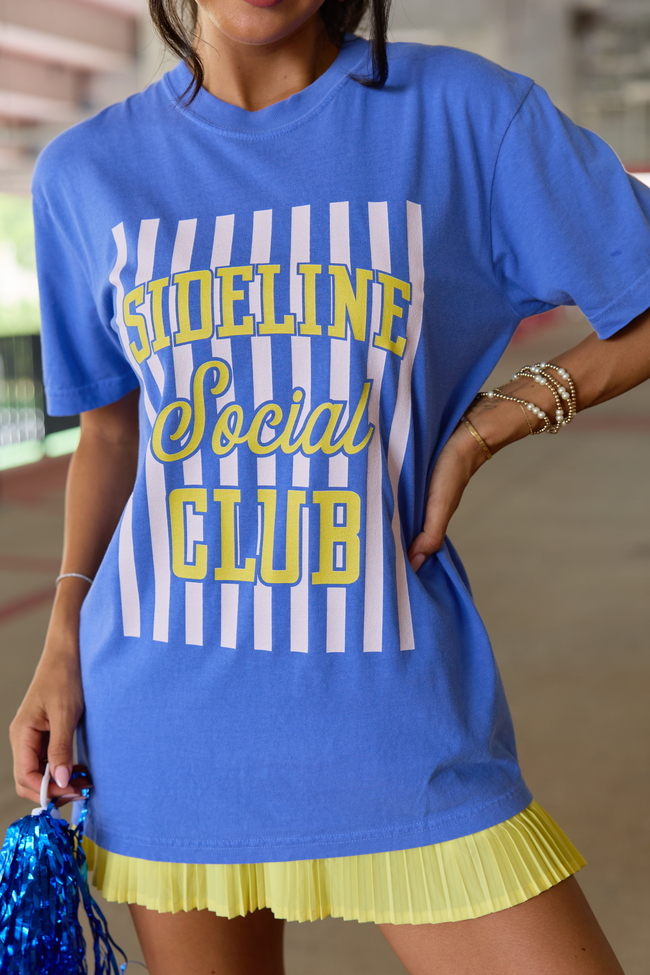 Sideline Social Club Striped Blue Graphic Tee