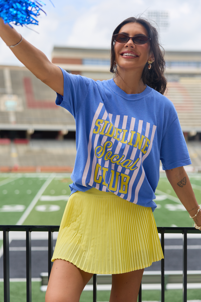 Sideline Social Club Striped Blue Graphic Tee