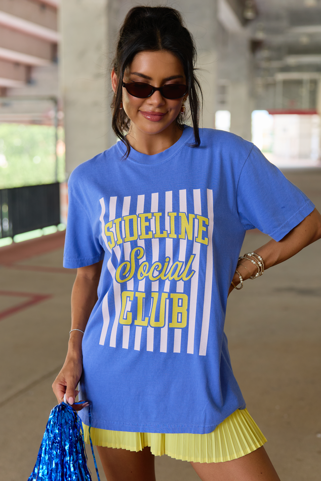 Sideline Social Club Striped Blue Graphic Tee