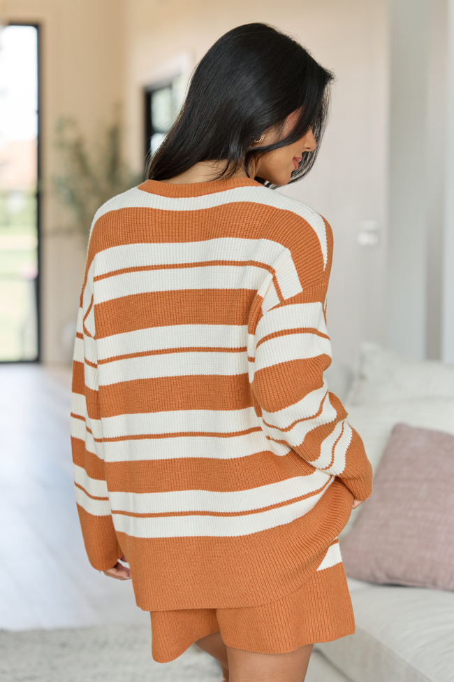 Sign Of The Times Striped Sweater Camel