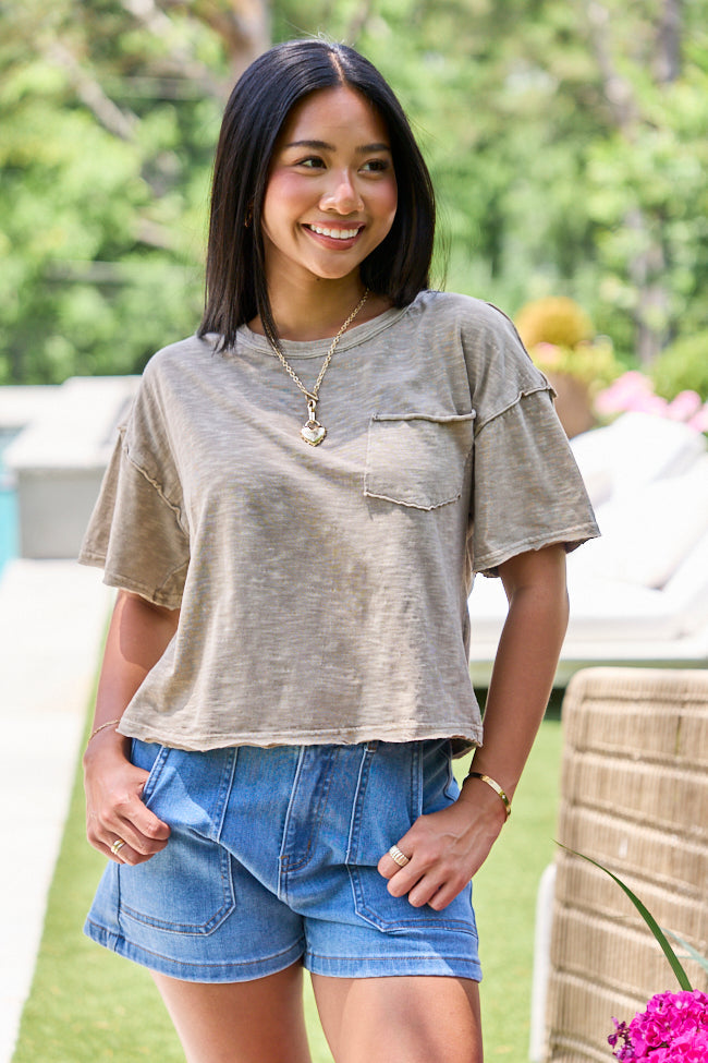 Simple Moments Mocha Short Sleeve Knit Top
