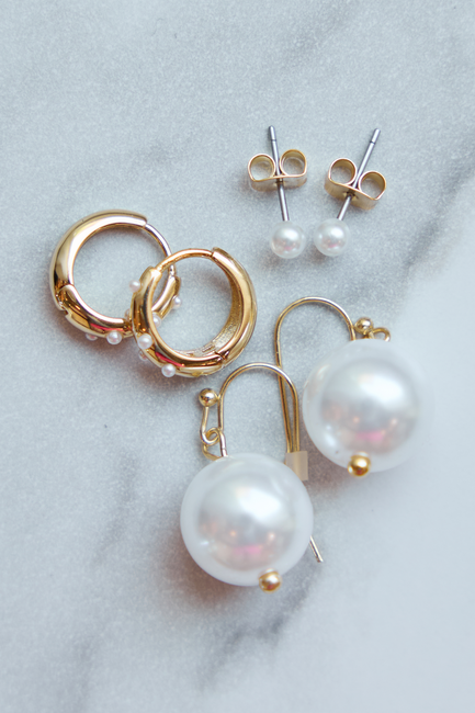 Simply Elegant Pearl & Hoop 2-Piece Earrings
