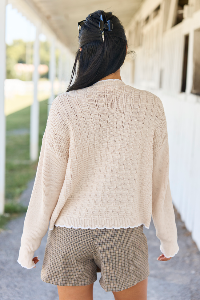 Simply Refined Cream Textured V-Neck Sweater