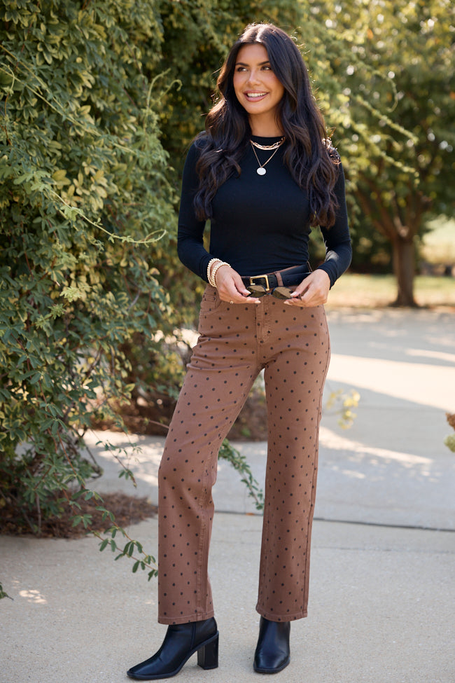 Simply Stunning Brown Polka Dot Jeans