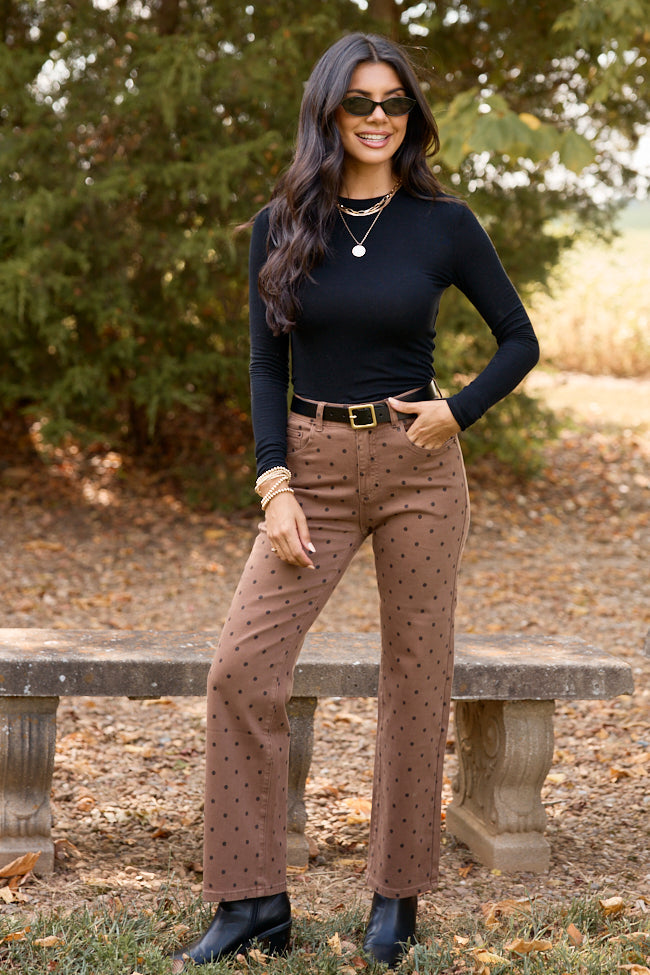 Simply Stunning Brown Polka Dot Jeans