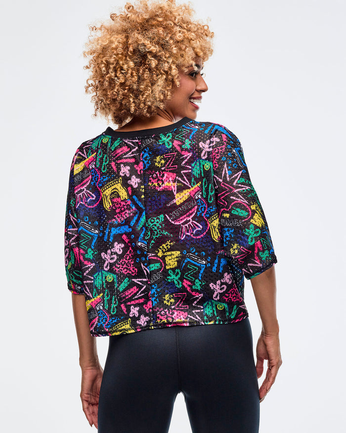 Black/Pink # Sizzlin' Boxy Dolman Crop Top
