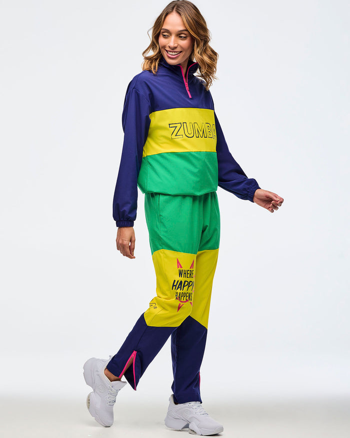 Dark Blue/Green # Sizzlin' Half-Zip Oversized Pullover Jacket