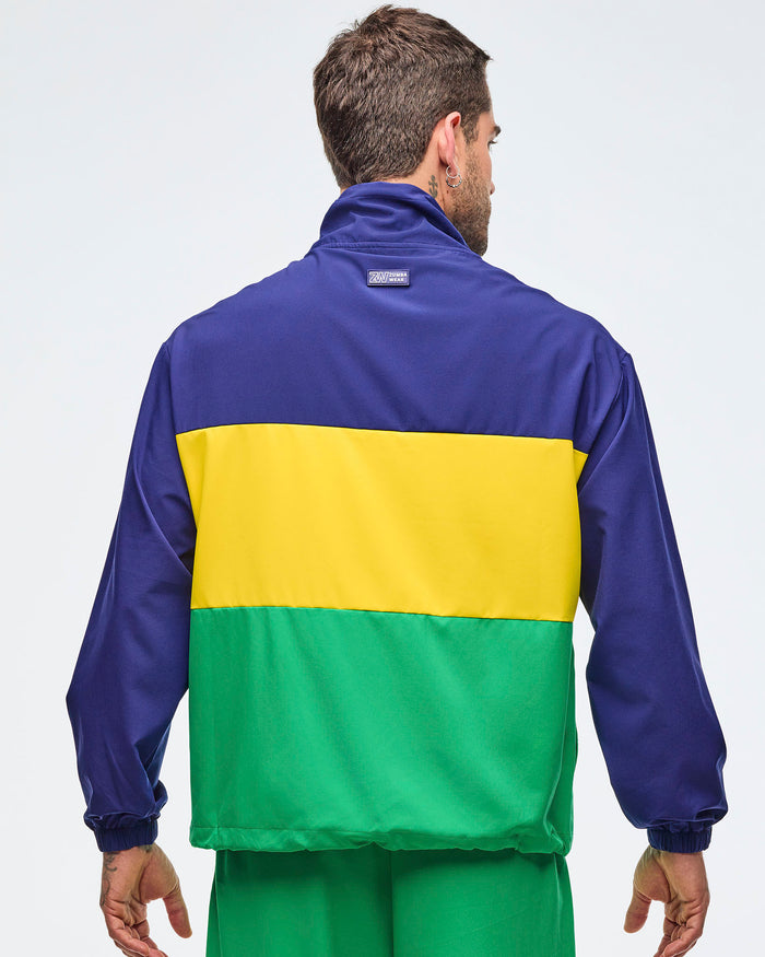Dark Blue/Green # Sizzlin' Half-Zip Oversized Pullover Jacket