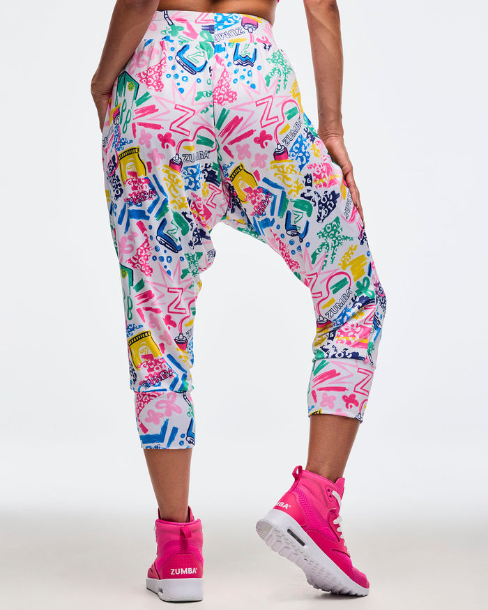White/Pink # Sizzlin' Harem Crop Pants
