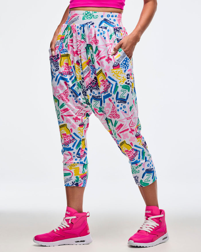 White/Pink # Sizzlin' Harem Crop Pants