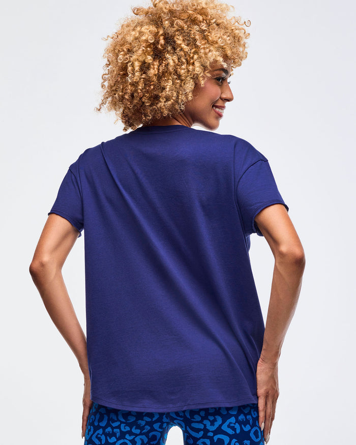 Soft Navy # Sizzlin' High Low Crew Neck Top