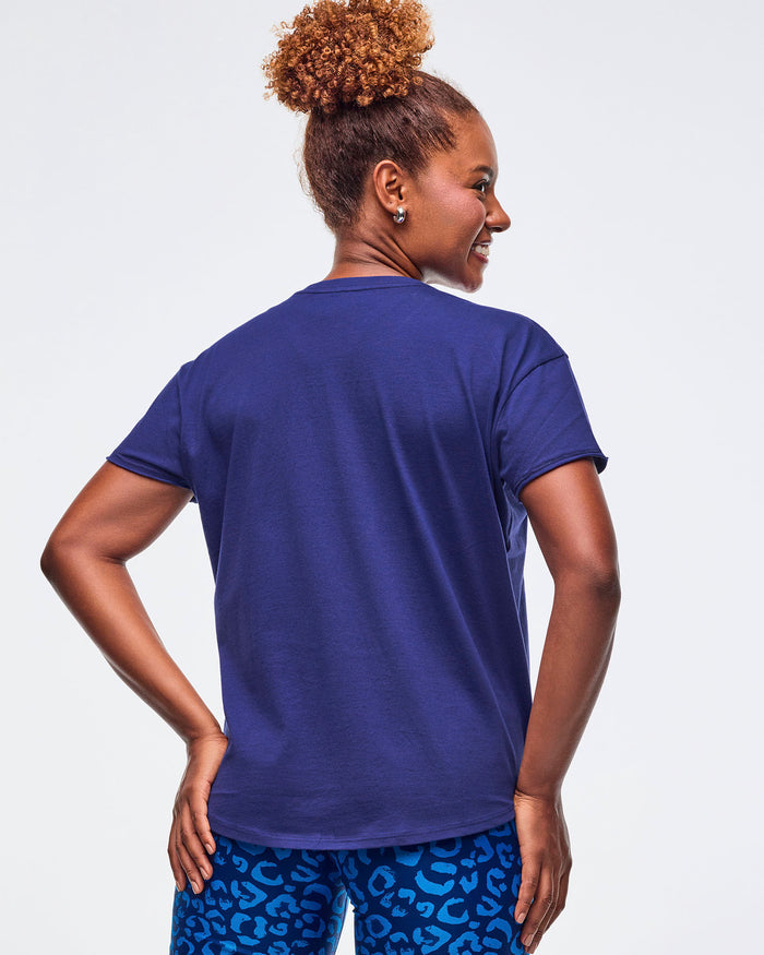 Soft Navy # Sizzlin' High Low Crew Neck Top