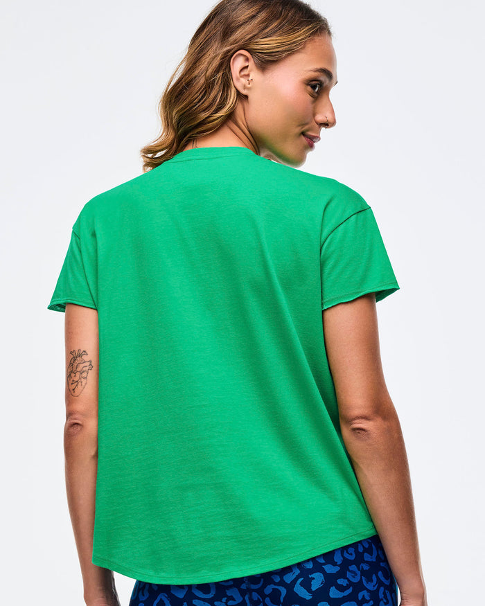 Groove With Me Green # Sizzlin' High Low Crew Neck Top